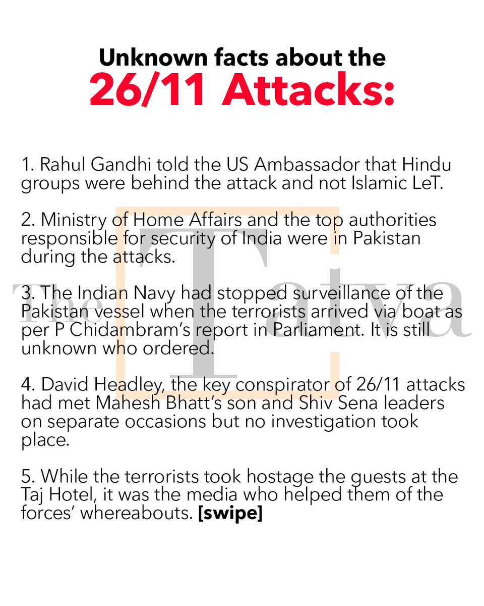A thread on  #MumbaiTerrorAttack everyone must see and the facts everyone must know.  #2611Attack