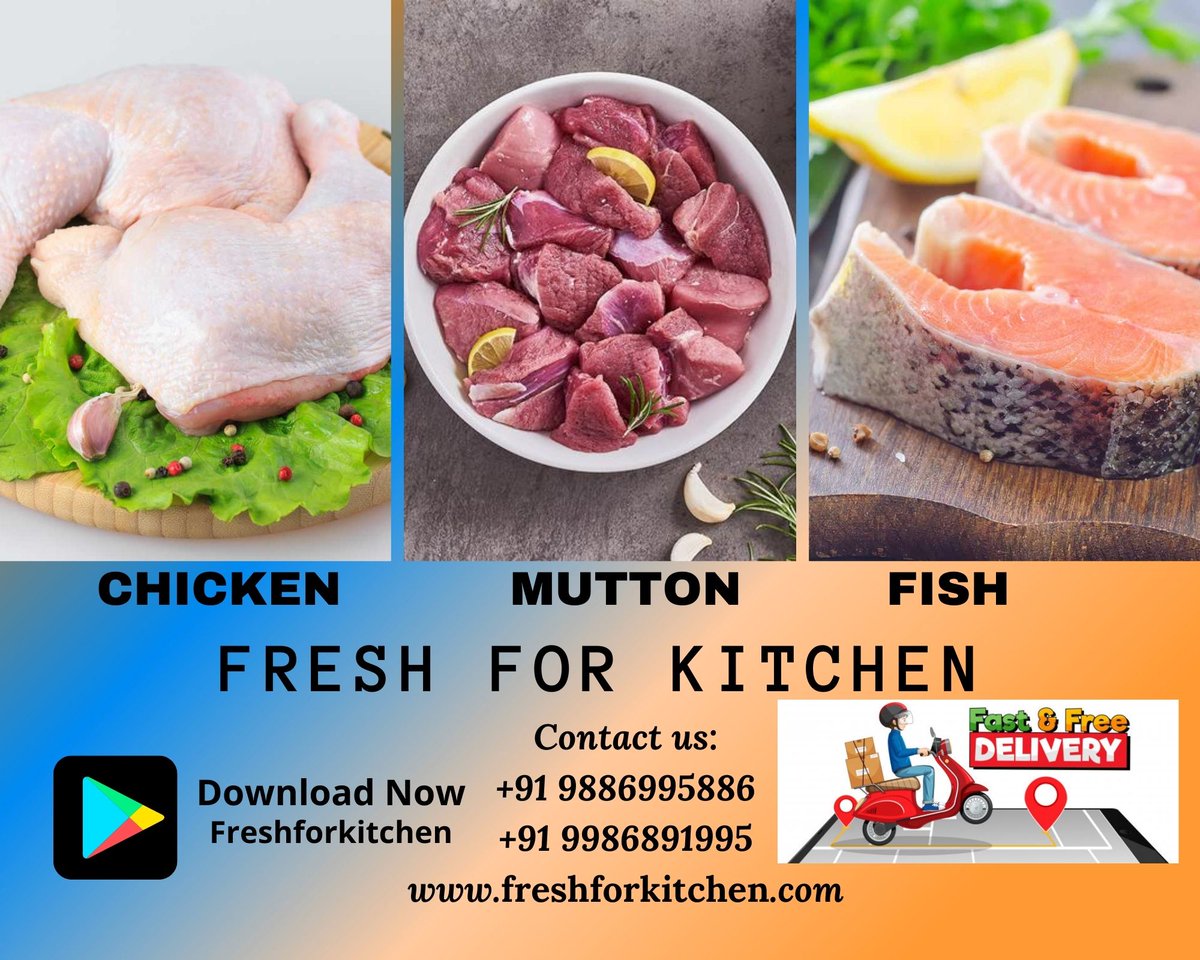 freshforkitchen's tweet image. Fresh For kitchen is ready to serve all types of marinated raw meat, raw chicken, and seafood. Order now home deliveries in 90 Minutes.
Download and order now - play.google.com/store/apps/det…
Contact - +91 9986891995 and 9886995886
#chicken #mutton #prawns #homedelivery #Freshforkitchen