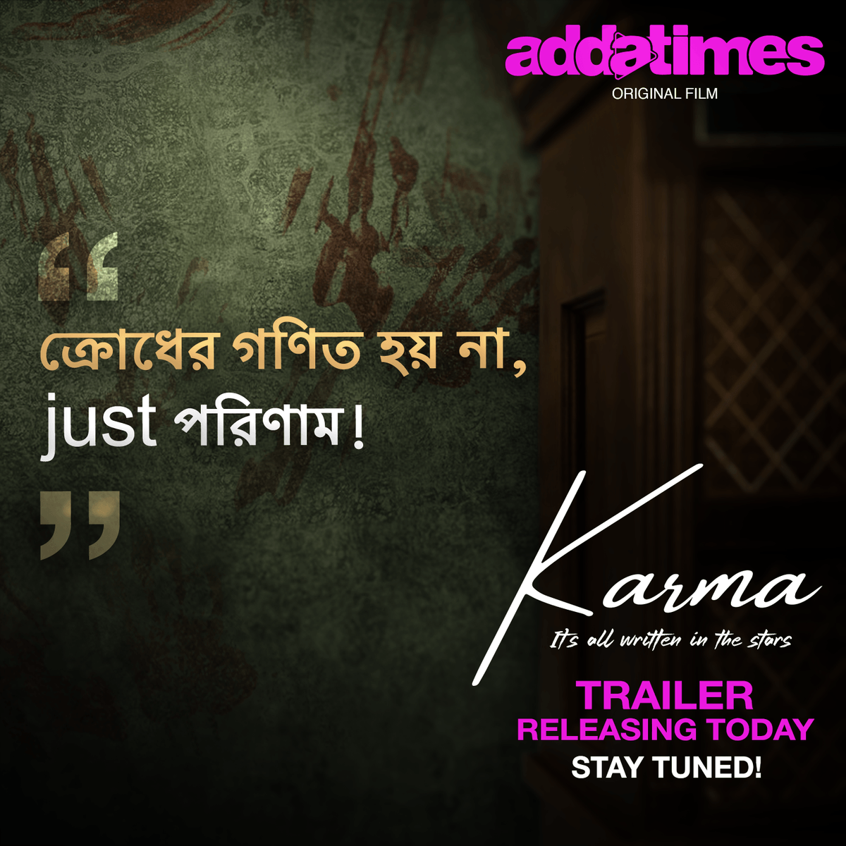 addatimes's tweet photo. Fasten your seatbelts!
#Karma trailer releases today... this is not going to be an easy ride 💔🪓🩸

@RiingoB | @rajivmehra2016 | @shaheb17 | Pritha | @Iamdukebose | Saoli | @thepayeelroy | Biswajit | Ankita | Piya | Iman | TALKY Studio   

#Karma | #KillingsBeginSoon https://t.co/ncz44RFbdQ