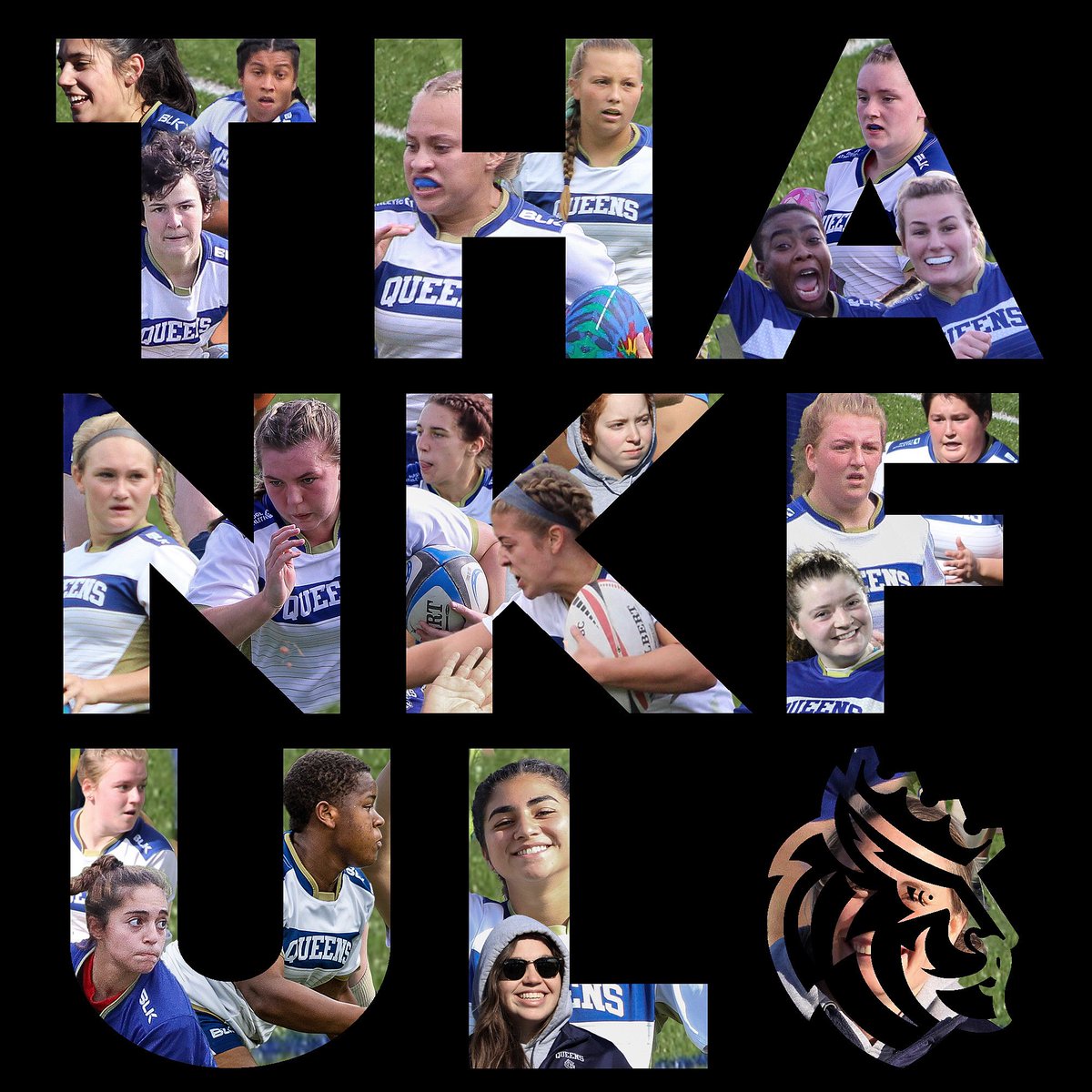 Thankful for our Queens Rugby family. What are you thankful for? 💛💙
.
.
#WearTheCrown #QueensRugby #Thankful