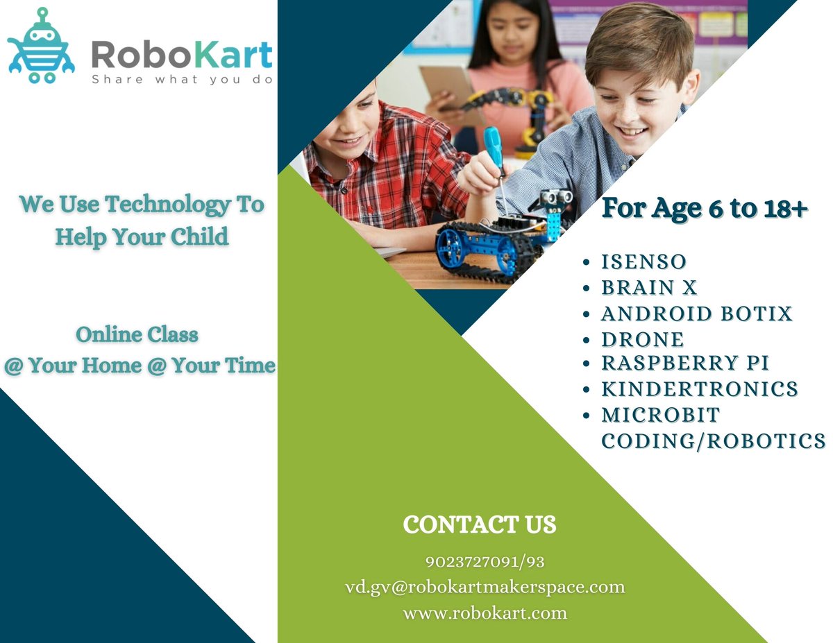 RobokartV's tweet image. Give Your Child Skills Of Tomorrow.
Start your journey from being a consumer to becoming a Creator.

Contact
9023727091/93
vd.gv@robokartmakerspace.com
robokart.com
#robokart #robots #smartkids #lockdown #crativeminds #newnormal #onlinestudy #skills #fun #vadodara
