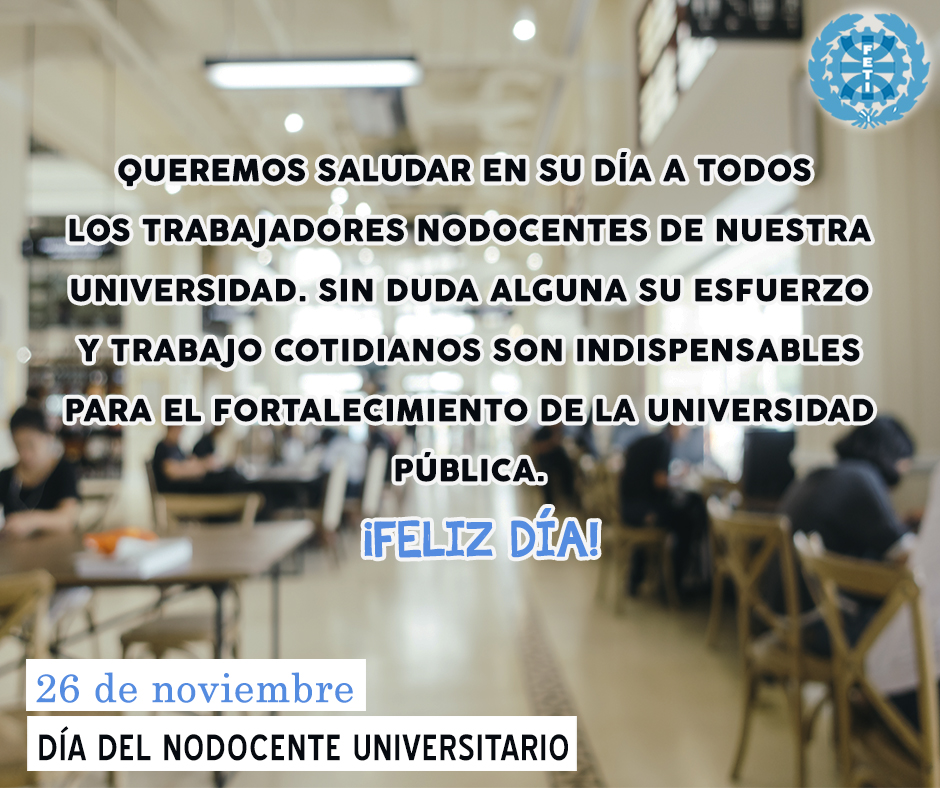 fetinacional's tweet photo. DÍA DEL NODOCENTE UNIVERSITARIO

[...] Desde F.E.T.I. saludamos a nuestras compañeras y compañeros quienes día a día desarrollan su tarea con la conciencia y el compromiso de pertenecer a la universidad pública y gratuita de nuestro país. https://t.co/NPMPsJTbDf