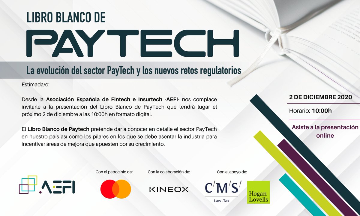 asocfintechins's tweet photo. 📗 Presentación Libro Blanco de #Paytech @asocfintechins el próximo 📆 2/12 a las 10:00am.⏰
Todos los detalles del evento (Agenda + Inscripciones): 🔗 https://t.co/97eXW36IDG
¡No te lo puedes perder!
#LBPaytech https://t.co/b3XwDYmii4