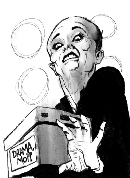 ..therefore perfectly captured by  @jonrob5000 in this evocation of Norma Desmond from Sunset Boulevard (folowed by my unpublished riff on the same theme from May). Also, a beautiful reverse ferret from the dependably tourettic  @SwissRich71 - we salture you!