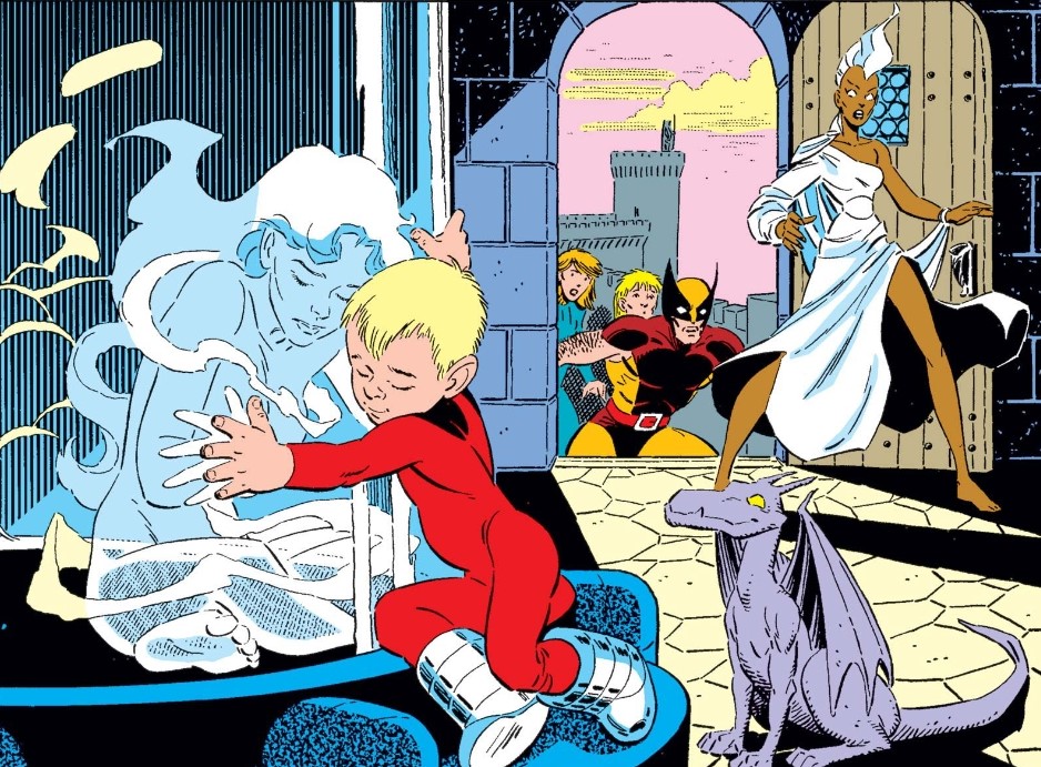 Years later in the first Fantastic Four vs X-Men mini-series, Claremont uses Kitty and Franklin to represent the innocence and generational aspirations of each respective team. 4/7