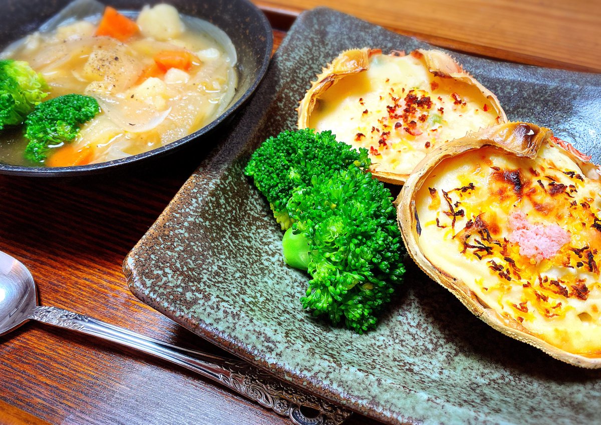 本日の一茶飯 ドリア グラタン 野菜スープ 一茶のイラスト