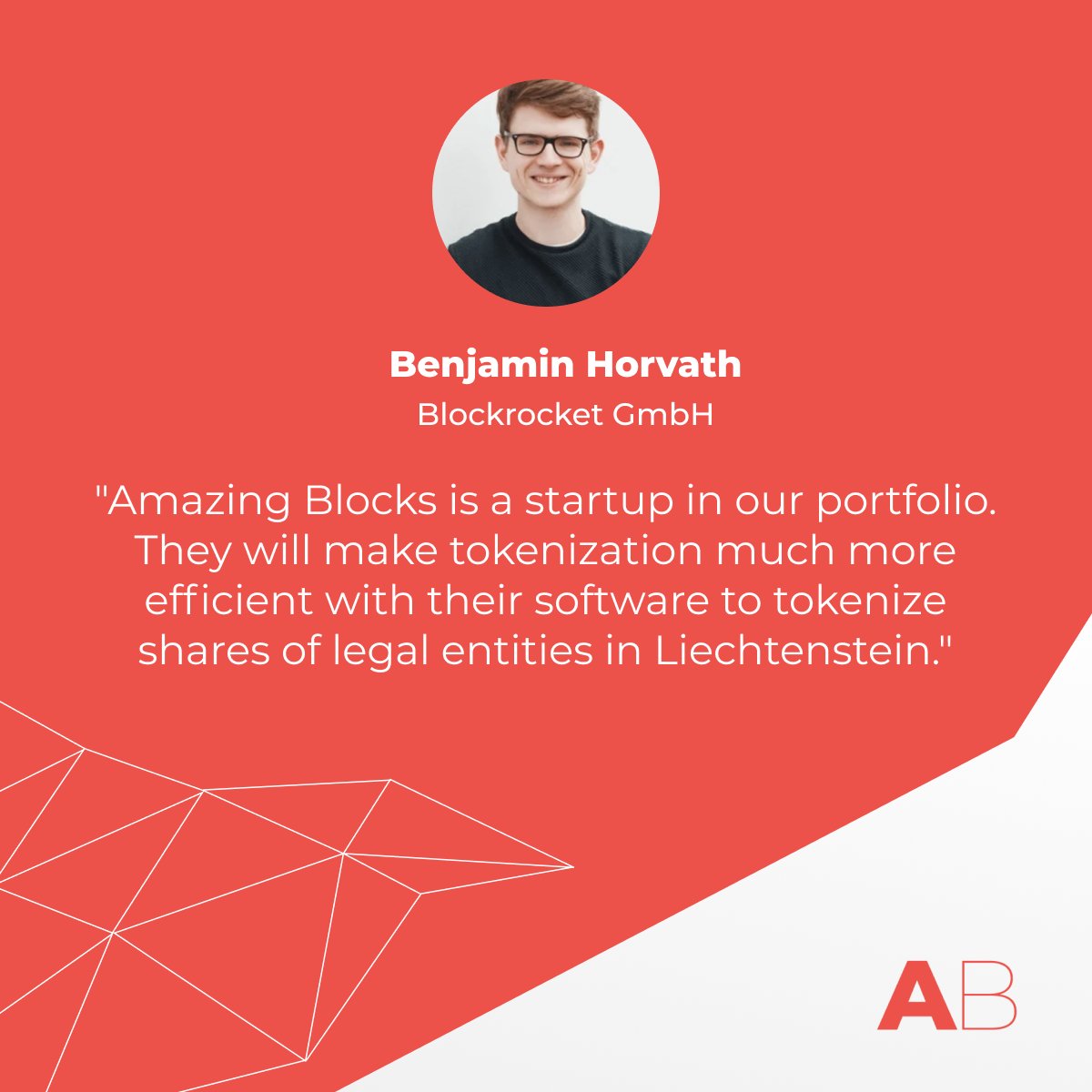 AmazingBlocks's tweet image. Amazing Blocks is a startup in our portfolio. They will
make tokenization much more efficient with their software to tokenize shares of legal entities in Liechtenstein.“
-Benjamin Horvath, Managing Director of Blockrocket

my.amazingblocks.io

 #amazingblocks #blockrocket