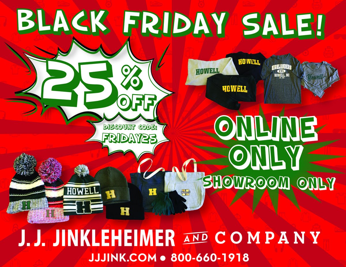BLACK FRIDAY SALE
Online only! 25% off all Showroom items! Pick-up as early as Monday, November 30!
Hurry! Sale ends Monday, November 30!  
At checkout put discount code FRIDAY25
howellspirit.com