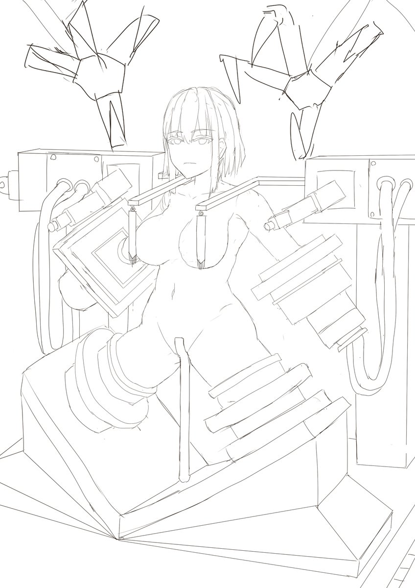 ラフできたけど、この隠し方完全に性癖だ…
こんなん横から見たら丸見えだし、戦闘中見放題でスケベだけどいいんですか!?
しかも四肢はめ込んでるから懐に潜り込んだらやりたい放題だしあぁぁぁぁああああ…すき… 