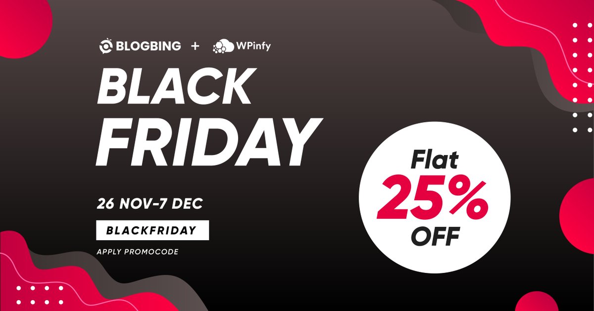 BlogBing's tweet photo. As you know, 𝗕𝗹𝗮𝗰𝗸 𝗙𝗿𝗶𝗱𝗮𝘆 is just a day away. So here we're with Black Friday deal. 🥳

Grab your deal now and celebrate the day with us. 😍

Use Promo Code "𝗕𝗟𝗔𝗖𝗞𝗙𝗥𝗜𝗗𝗔𝗬" for 𝟮𝟱% 𝗢𝗙𝗙 🙂 🧡

#BlogBing #WPinfy #BlackFriday2020 https://t.co/WlpQDqXWSd