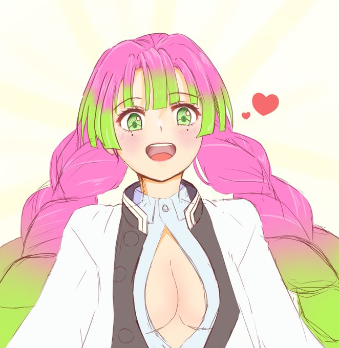 白花田さんがTwitterに投稿した甘露寺蜜璃(鬼滅の刃)のイラスト。
