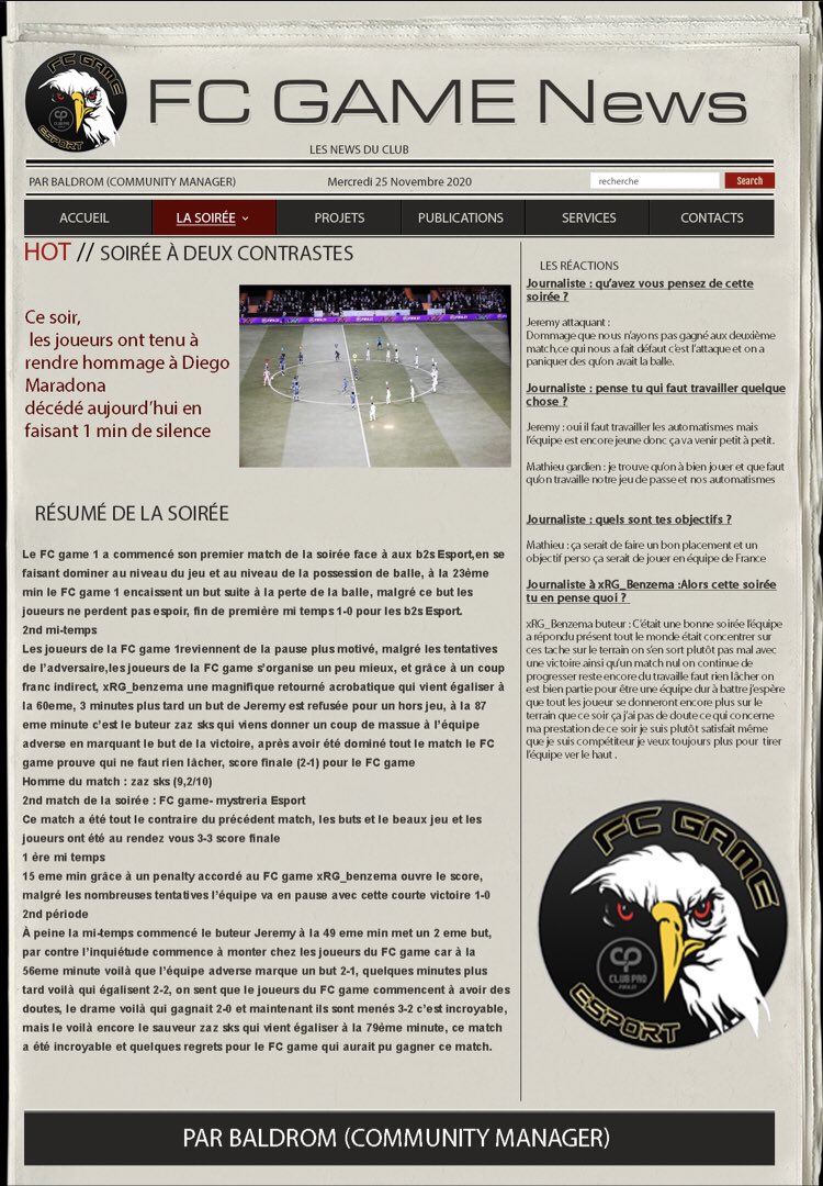 Voici le résumé le résumé de la soirée de hier  #fifa21 #football #clubpro 

( crédits graphismes Maurice)