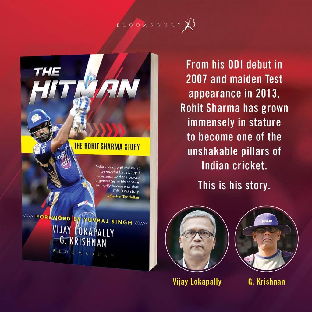 Congratulations to <a href="/vijaylokapally/">Vijay Lokapally 🇮🇳</a> &amp; <a href="/gikkukrishnan/">G Krishnan</a> on the book “The Hitman” <a href="/ImRo45/">Rohit Sharma</a>. Wishing lots of success 👍