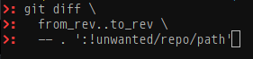 quezak2's tweet photo. ⚙️ git protip of the day: show diff *excluding* a certain file/directory (without shell hacks ;)) https://t.co/I10LTt40vp