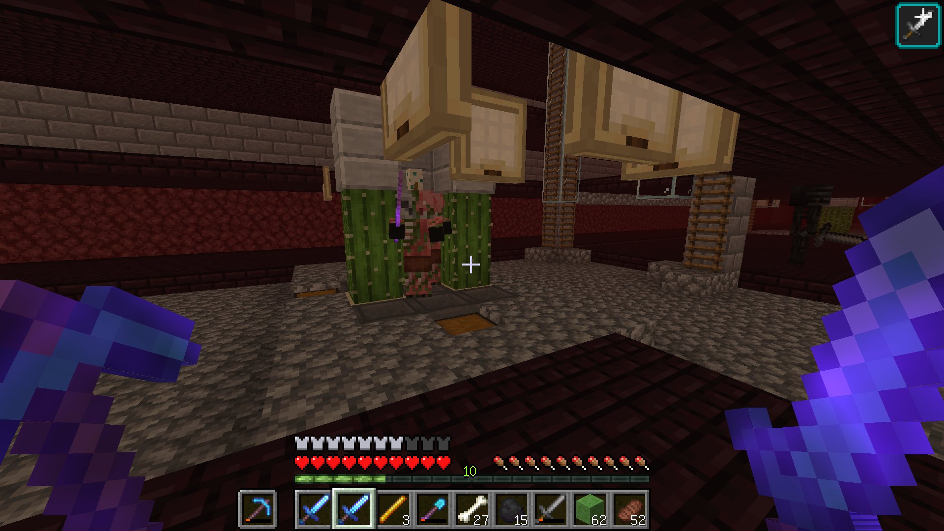 はじめ人間オクタゴン على تويتر ネザーの要塞トラップ基地へ W 道具が全て耐久ヤバめになったので修繕しにやってきました 最新バージョンでもちゃんと湧いていて一安心 ゾンビピグリン掃除機も稼働中です D 普通のピグリンも湧くのでクロスボウも手に