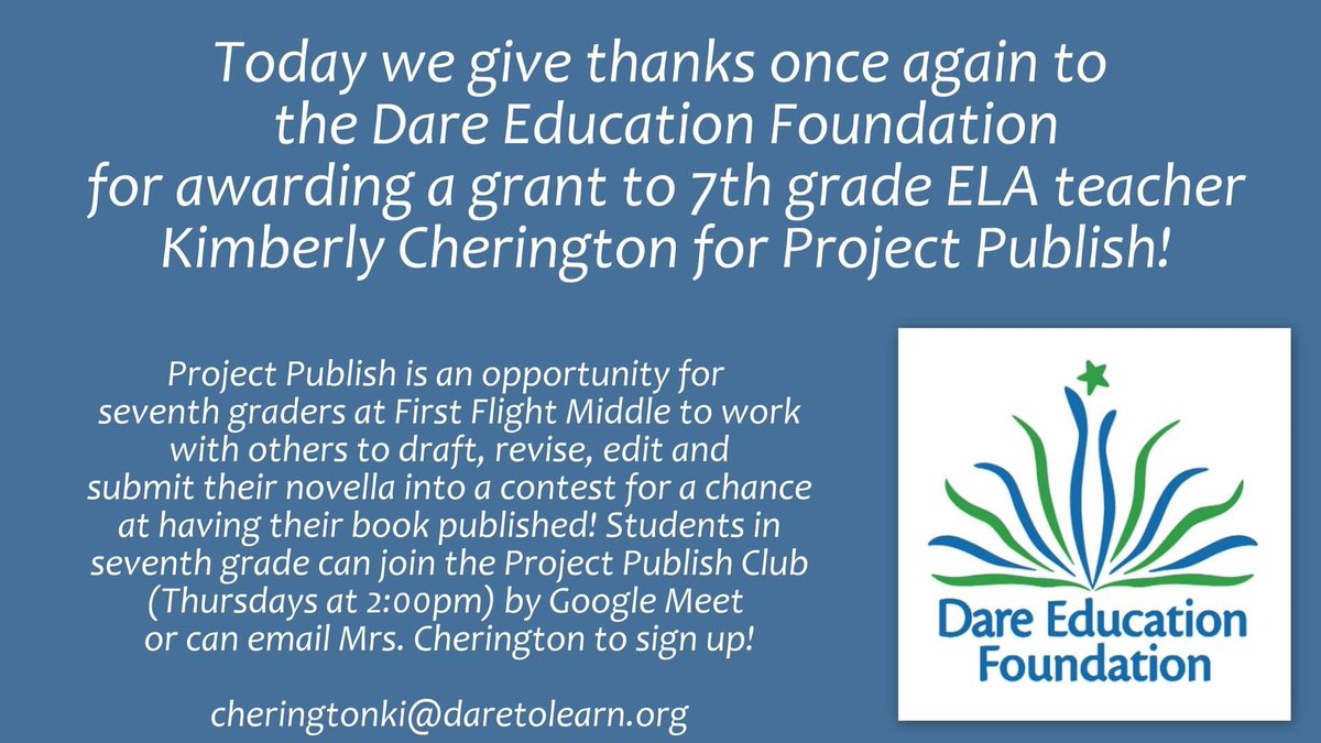 MrsCherington's tweet photo. Project Publish was funded by Dare Education Foundation. I’m so appreciative of this opportunity to showcase my students dedication and creativity as authors #Dareeducationfund #ffms_seahawks #seahawkssoar  #nanowrimo2020 #novelwriters #outerbanks https://t.co/kwUXeF8e9s