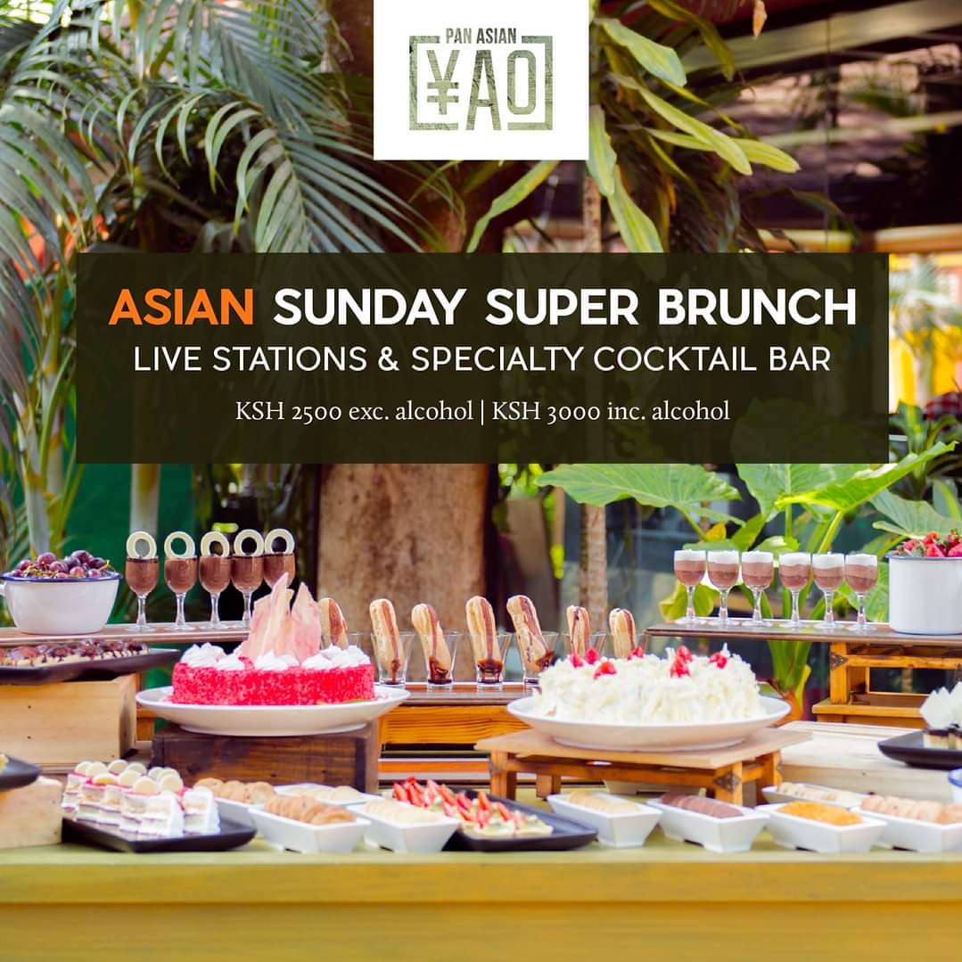 Why stick to one dish when you can pick from many? Our Pan Asian Super Brunch has got  8 live stations, signature cocktails, wines and an even an Asian Shandy Bar. Ksh 2500 per person or Ksh 3000 per person for an alcoholic package. Call us on 0705 567 567.