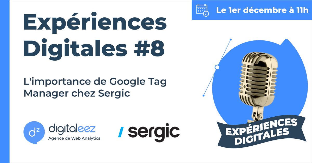 Digitaleez's tweet photo. 🎙 #WEBINAR - Expériences Digitales #8
Comment le groupe #Sergic et l'ensemble de son parc de sites internet s'est mis aux normes #RGPD ? Réponse le mardi 1er décembre à 11H avec Martin, notre expert analytics 😉
S'inscrire 👉https://t.co/n5yzlUamcs https://t.co/5un3yTpynA