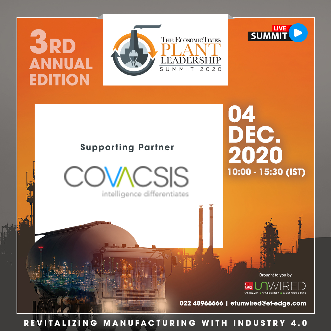 #ETPlantLeaders | We are delighted to welcome <a href="/CovacsisTech/">Covacsis Technologies</a> as our Supporting Partner for The Economic Times Plant Leadership Summit. Join us as our partners will help you learn more about combining IoT and levers of Industry 4.0 to deliver efficiency. 

bit.ly/3dGa5gY