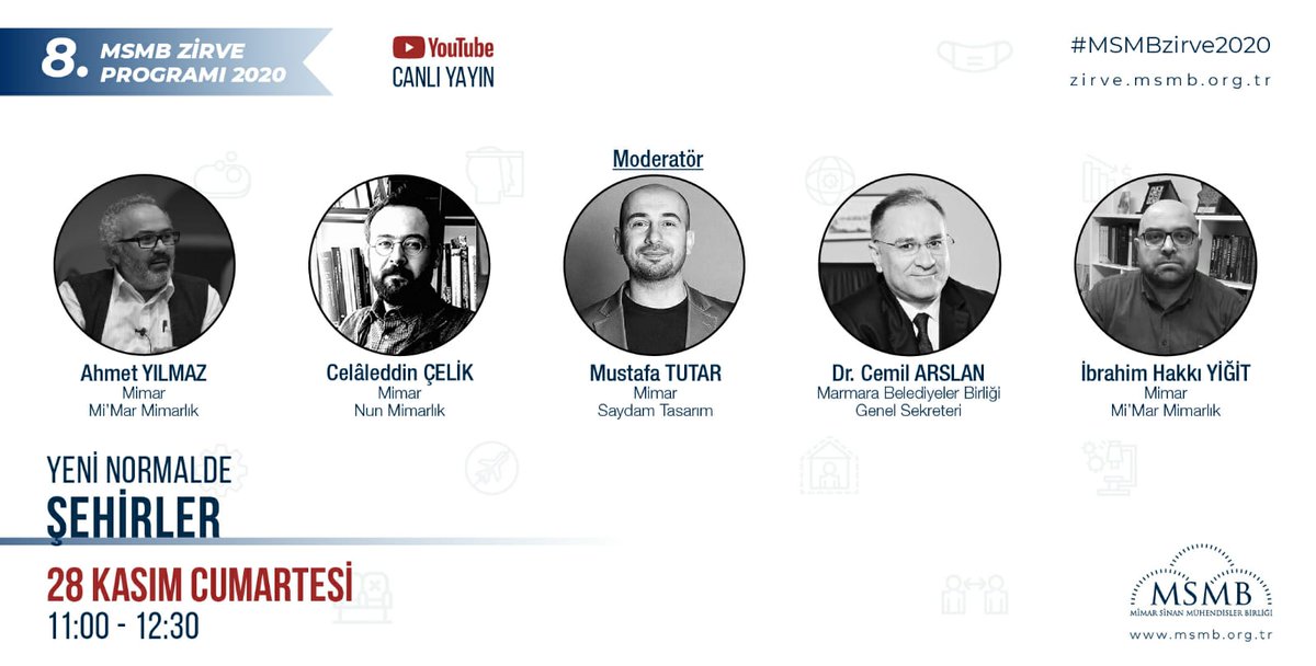 MSMBGenelMerkez's tweet photo. 8. MSMB Zirvesi kapsamında Cumartesi günü saat 11:00 - 12:30 arasında gerçekleşecek olan "Yeni Normalde Şehirler" programımıza davetlisiniz.
👷👷♀️🏗️🏙️🌆
https://t.co/meW6pCFp9R
#MSMBzirve2020 #MSMB #mimarsinan #zirve #mimar #mühendis #online #mühendishane #mimarhane #mucithane https://t.co/0MVpTCbzks