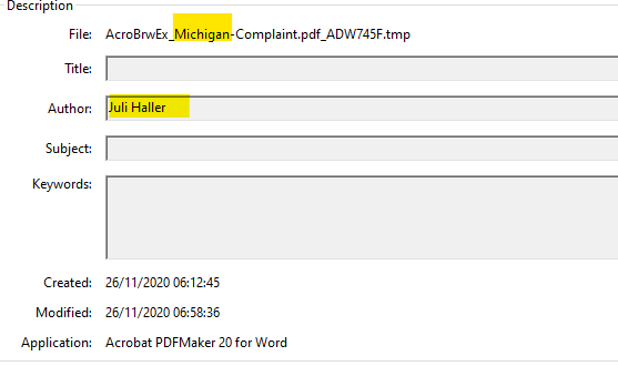 Sidney Powell also made an election claim in Michigan today. Sure enough, Juli Haller is ALSO the author of that complaint.