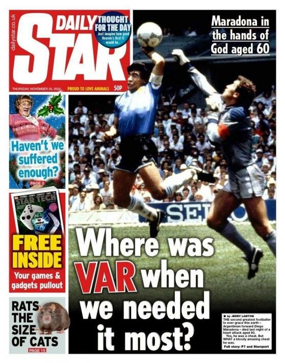 Besiktasliyiiz's tweet image. Maradona dünya basınında. 😔

#maradona10 #RipDiego