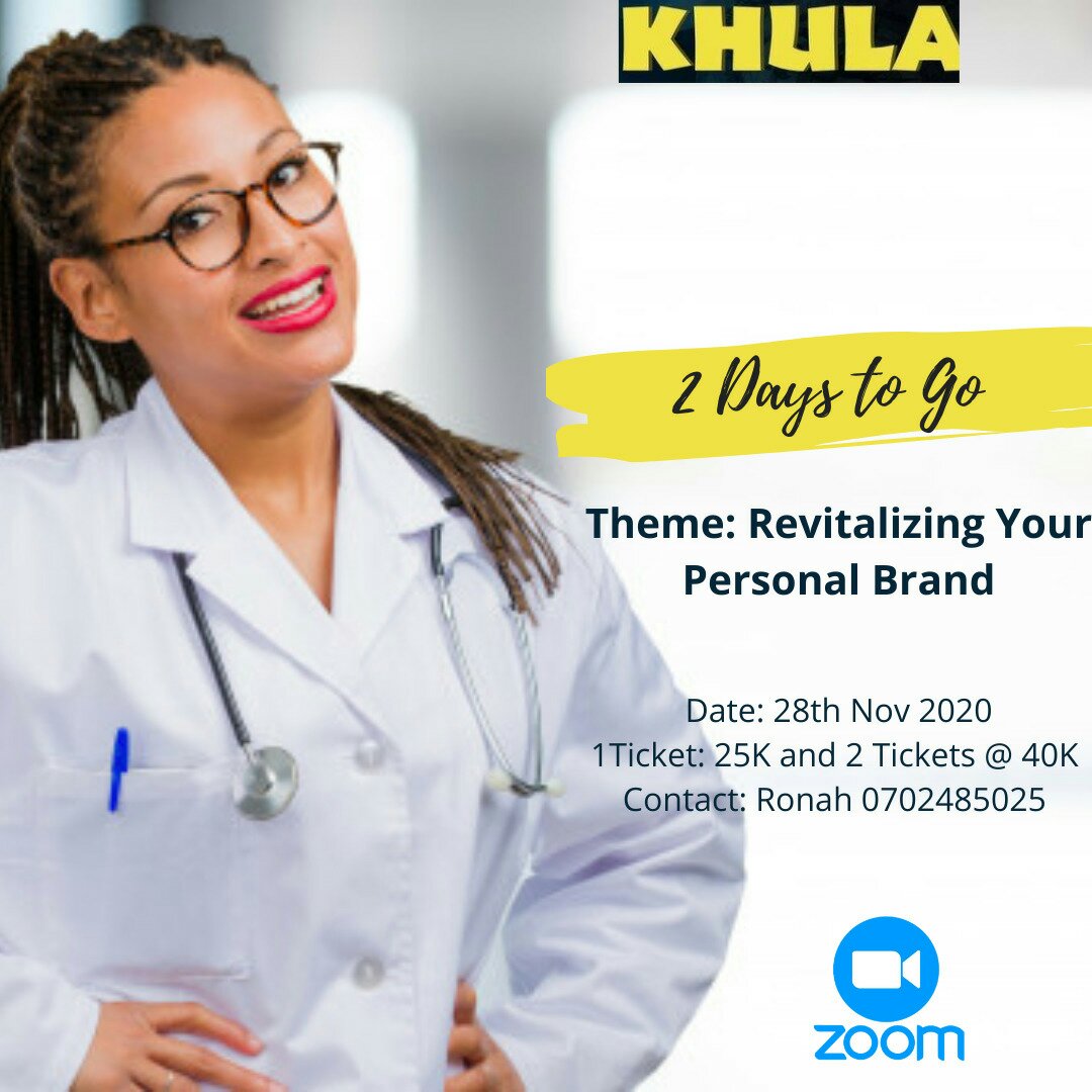 2 days to goooo! Y'all invited to Khula online learning session this Saturday at 10:00AM. We will be discussing 'How you can revitalize your personal brand' To be part, buy 1 ticket at UGX25,000 or 2 tickets at UGX40,000 from 0776818108/0702485025 (Musiima Rhona). #KhulaCommunity