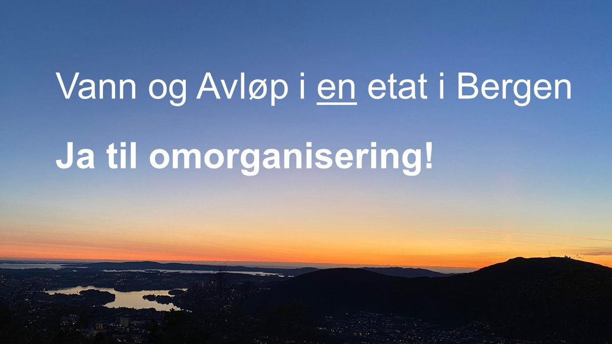 Mariersagen's tweet image. Organisering av #Vann og Avløpssektoren i #Bergen til en etat er klart det beste for: helhetlig strategisk styring, bærekraftig forvaltning + fremtidsrettede &amp;amp; effektive løsninger! Mvh en ansatt.
I dag er saken hos Byrådets Utvalg for Miljø og Byutvikling:
bergen.kommune.no/politikere-utv…