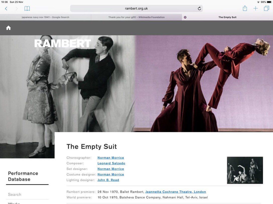 leonard_salzedo's tweet photo. 26 November 1970 The UK première of Leonard Salzedo’s ballet ‘The Empty Suit’, with choreography, set &amp; costume design by Norman Morrice, using his Percussion Concerto was performed by @Rambertdance at the Jeannetta Cochrane Theatre, London #OTD #BritishBallet #UKPremières https://t.co/5vYMR8nfsZ