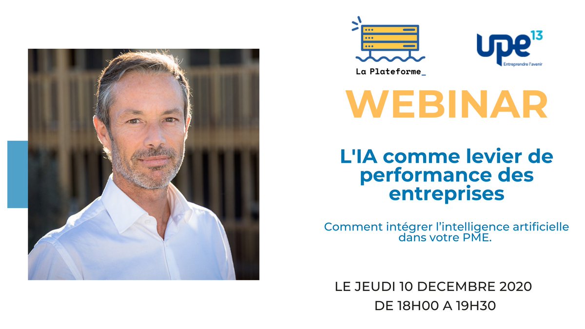 LaPlateformeIO's tweet photo. Dans le cadre de  "COMMISSION INNOVATION &amp; NUMÉRIQUE", @LaPlateformeIO et @UPE13_ vous proposent un nouveau rendez vous  sur "L'IA comme levier de performance des entreprises" ↗️
@ThomasHoudaille @cyrilzim 
➜ RDV jeudi 10/12, 18h00-19h30
Inscription ici : https://t.co/izRn9bZYZv https://t.co/gciXe8K6GF