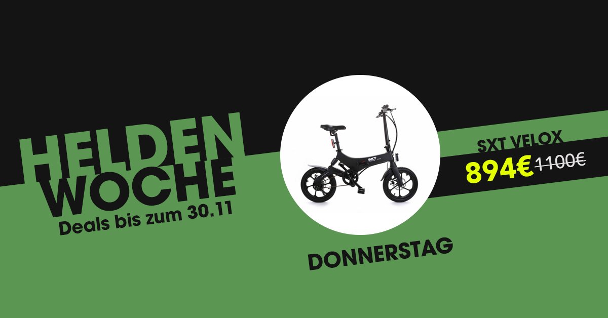 trittbrettheld's tweet photo. #HeldenWoche am Donnerstag gibt es das #SXTVELOX ELEKTROFAHRRAD 🚲 mit hochwertigem Rahmen, 36-V-Lithium-Ionen-Akku, 65Km Reichweite im Pedelec Modus und einem einfachen und stabilen Klappmechanismus.

Heute satte 200€ sparen!

https://t.co/MlSosYI3tE

 🤑 https://t.co/7QxaA7IRfr
