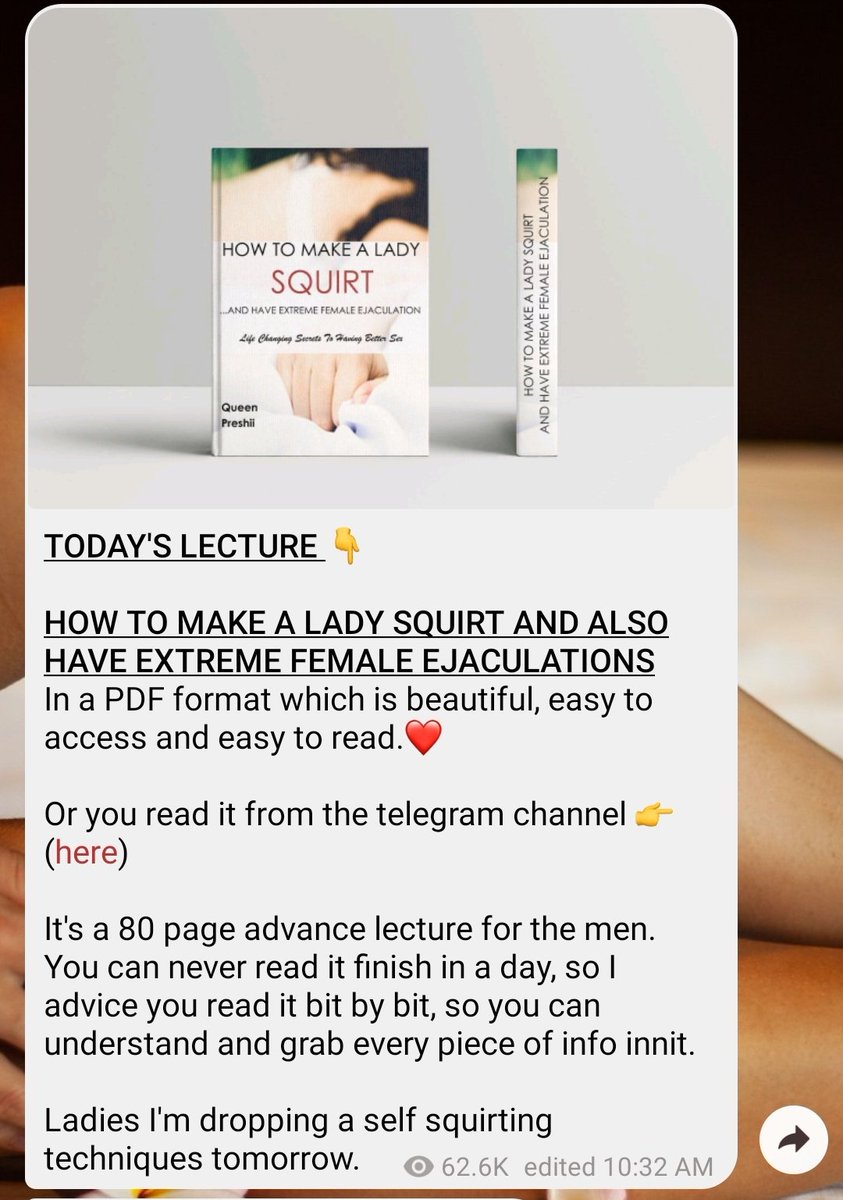 Make sure you spend tons of minutes on each of these techniques, while combining some of the techniques together.So, join my channel and download the PDF format and further your studies on SQUIRTING.. You will love it  https://t.me/joinchat/AAAAAFYNi5mvXg3C_fwmEQ or  https://t.me/joinchat/AAAAAFhLX41BtfT1L5_rtw