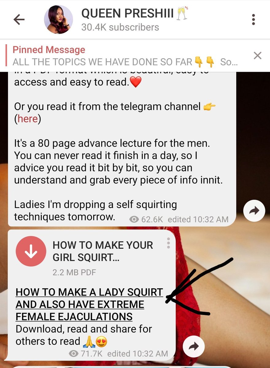 Make sure you spend tons of minutes on each of these techniques, while combining some of the techniques together.So, join my channel and download the PDF format and further your studies on SQUIRTING.. You will love it  https://t.me/joinchat/AAAAAFYNi5mvXg3C_fwmEQ or  https://t.me/joinchat/AAAAAFhLX41BtfT1L5_rtw