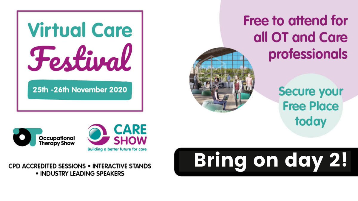 TheOTShow's tweet image. Good morning! we're looking forward to welcoming you back to the #VirtualCareFestival! BRING ON DAY 2 💪 Fantastic Speakers today including 👉

⭐Michael Iwama
⭐Kate Sheehan
⭐Jenny Preston

#OccupationalTherapy #OT #OccupationalTherapist