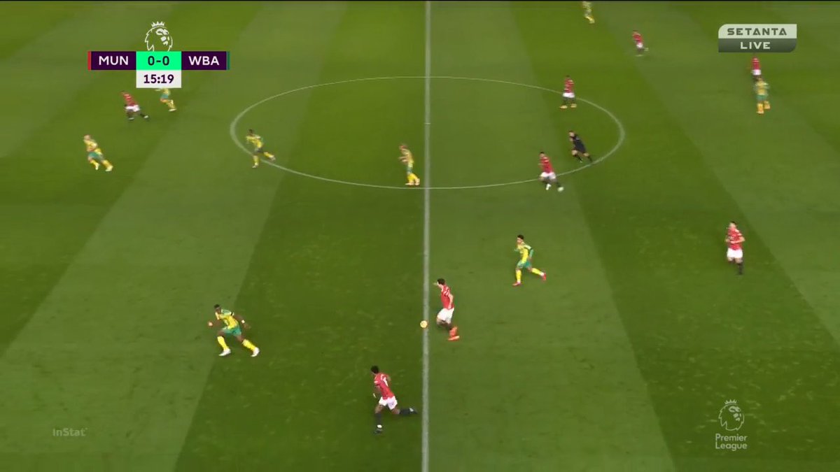 Here Maguire intercepts the ball and Utd transition, Martial makes two good runs but Maguire hesitated to deliver this difficult pass and gives it to Rashford. The second run Maguire delivers to Martial. Good again.  #MUFC