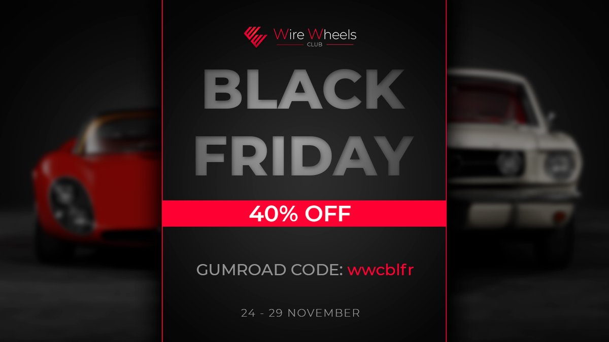 wirewheels1's tweet photo. BLACK FRIDAY on Wire Wheels Club! Use the code wwcblfr on Gumroad:
https://t.co/HDBGeQOhEi https://t.co/qD012zWw9J