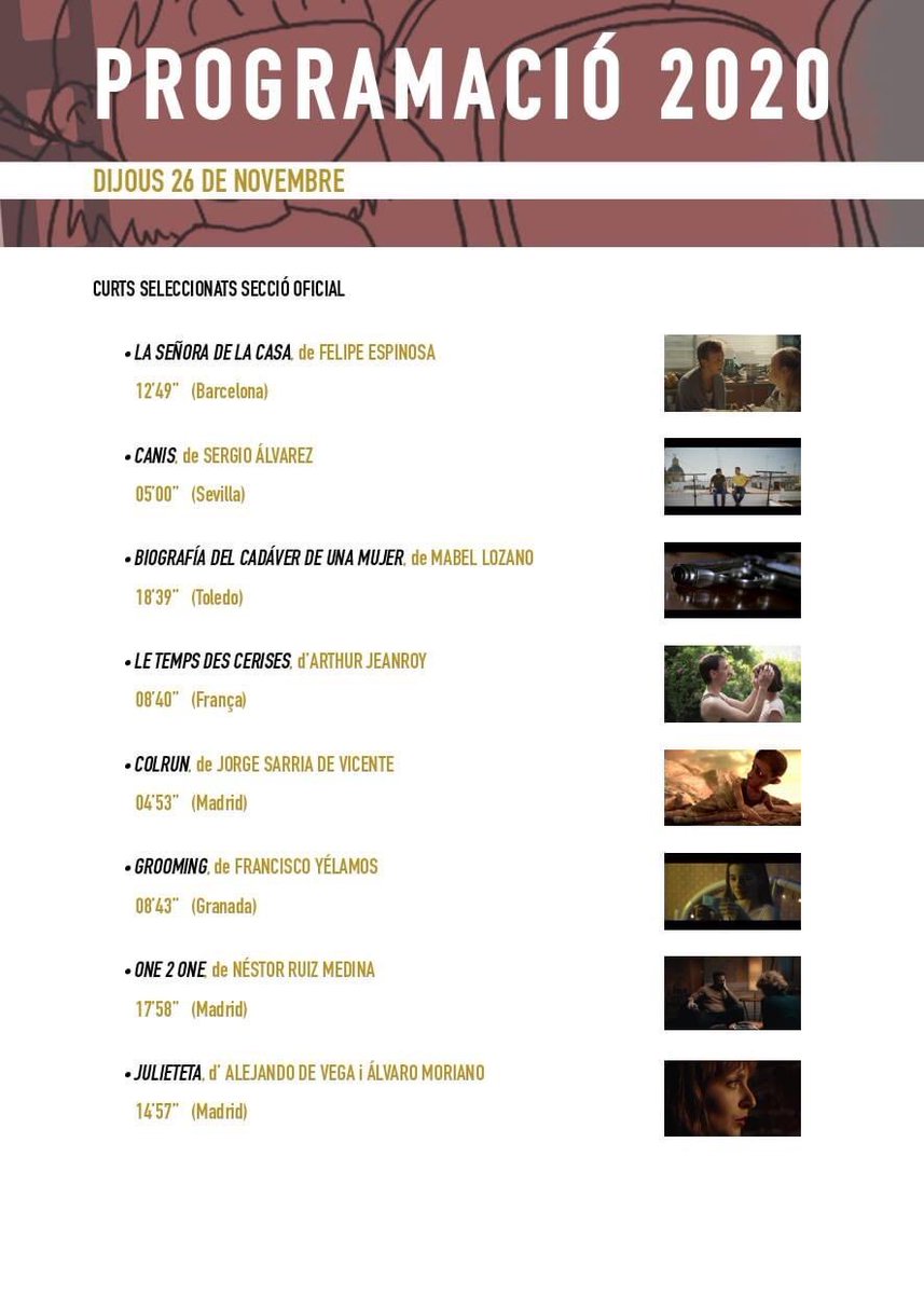 ‘Cineculpable’ completa esta noche las proyecciones de la Sección Oficial y perfila ya su palmarés de 2020. 

La comedia irrumpe por partida triple en esta última sesión con la premiada ‘Canis’, ‘Julieteta’ y la francesa ‘Le temps des cerises’. 

Hoy, 21.00h. Auditori Vila-real