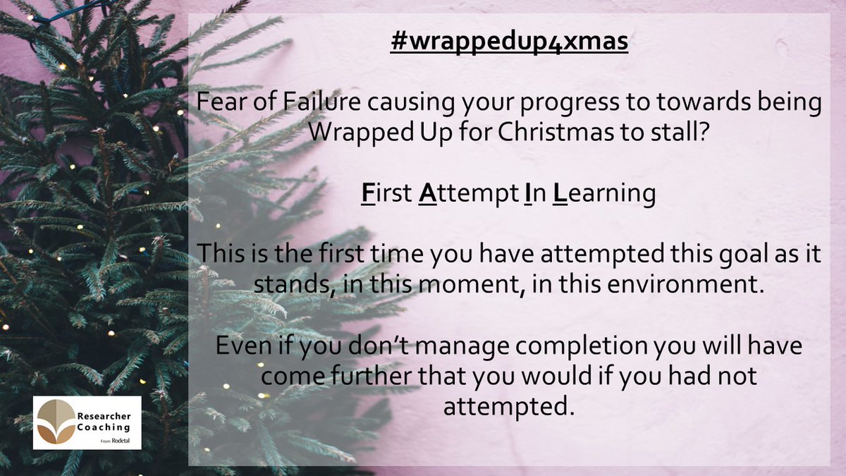 researchercoach's tweet photo. #WrappedUp4Xmas week 4. FAIL Big. #phdchat #ecrchat #procrastination #FearOfFailure #Goals #progress #Christmas2020 https://t.co/EKGjChZotg