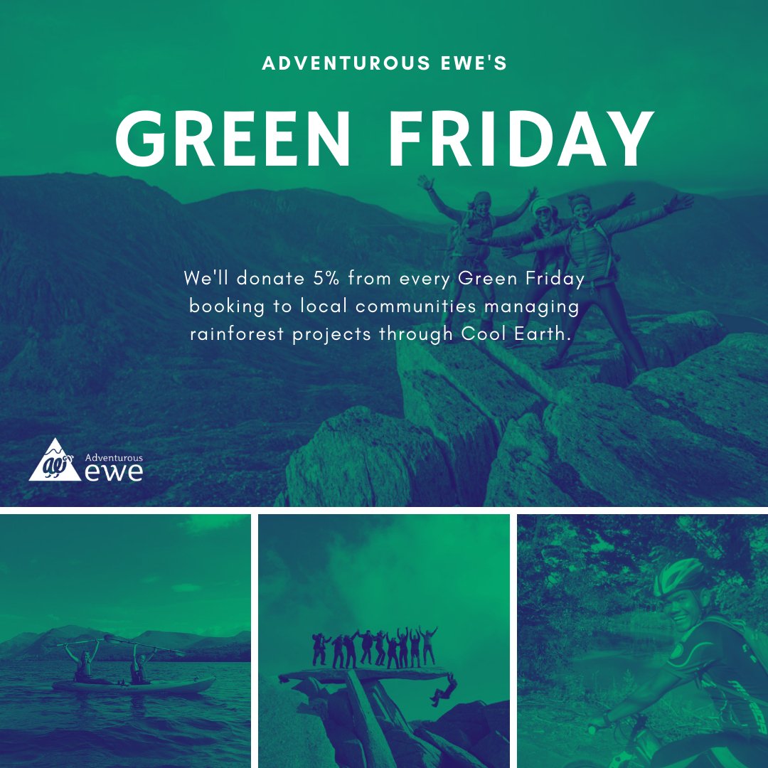 AdventurousEwe's tweet photo. We're turning Black Friday Green. We'll donate 5% from every booking made from 28th - 30th November 2020 to help local communities manage rainforest projects in collaboration with @coolearth .
Fill your life with experiences, not things. Have stories to tell, not stuff to show. https://t.co/OZI0sLkuR7
