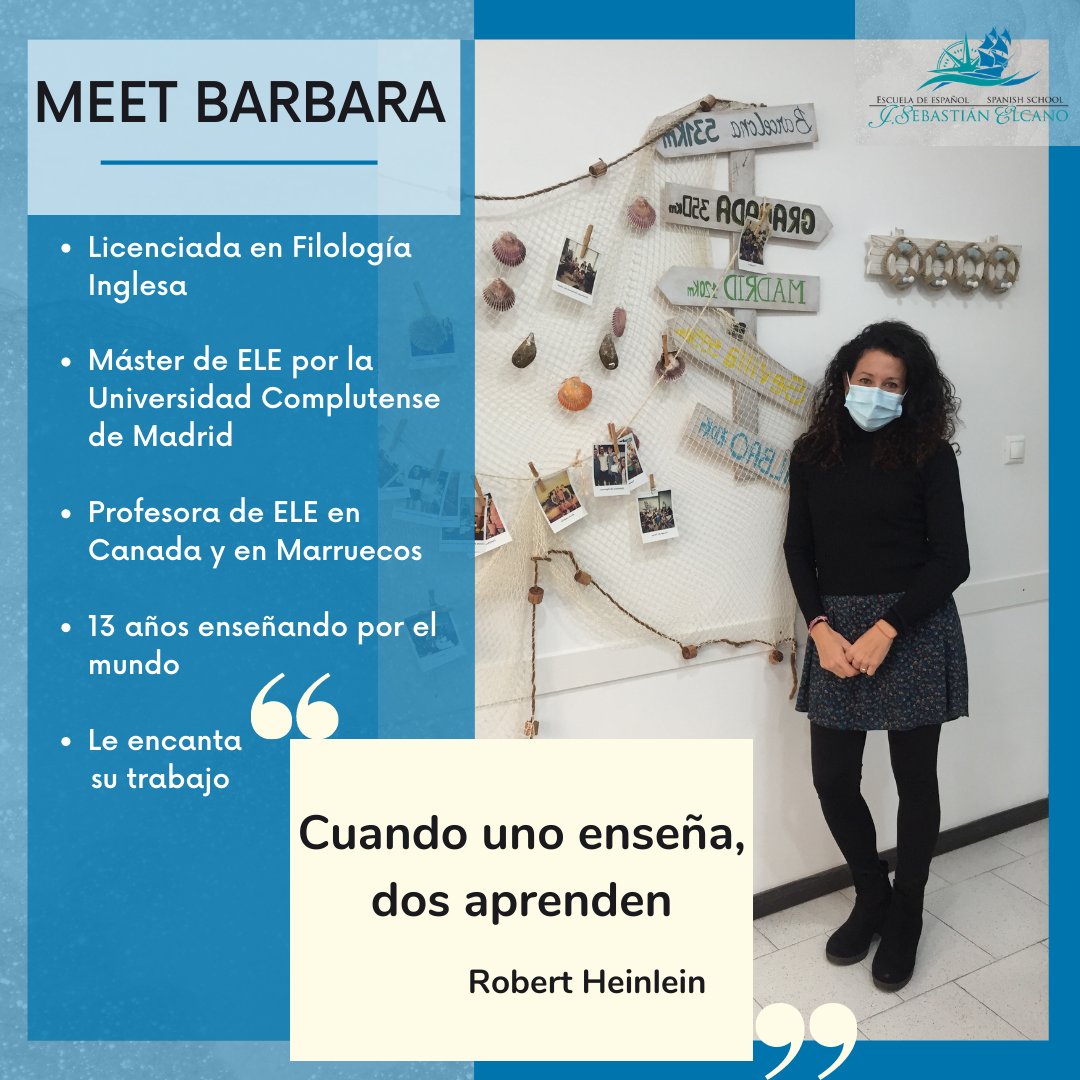 Meet our lovely Spanish teacher Barbara! Who loves teaching and has been doing it for 13 years! Her Motto is ''When one teaches, two learn", Do you agree that teachers learn from their students everyday too?
 #teacherlife #teachertwitter #Spain #TeachingFeeling