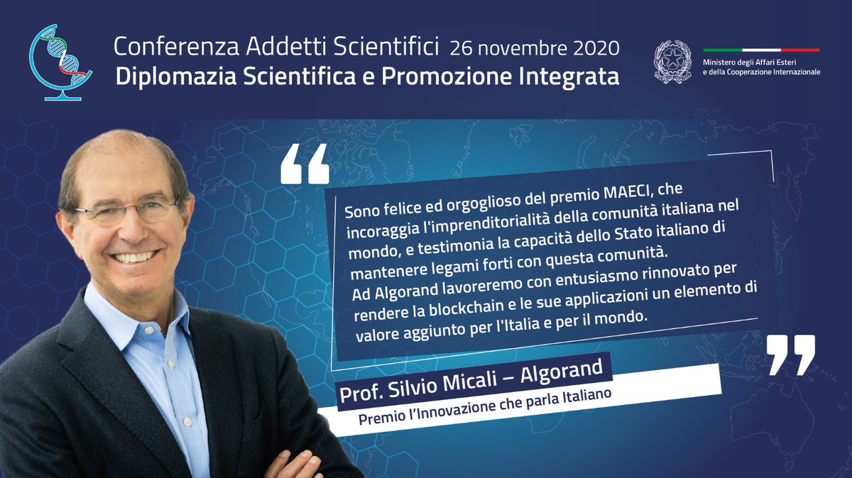 Thank you @ItalyMFA, @ItalyinUS and @ItalyinBoston for recognizing @Algorand's scientific & tech value with “L’innovazione che parla Italiano” award. Honored both as a scientist & an Italian American and motivated to keep innovating for a better and more equitable future for all! https://t.co/SFAvxO2W6n
