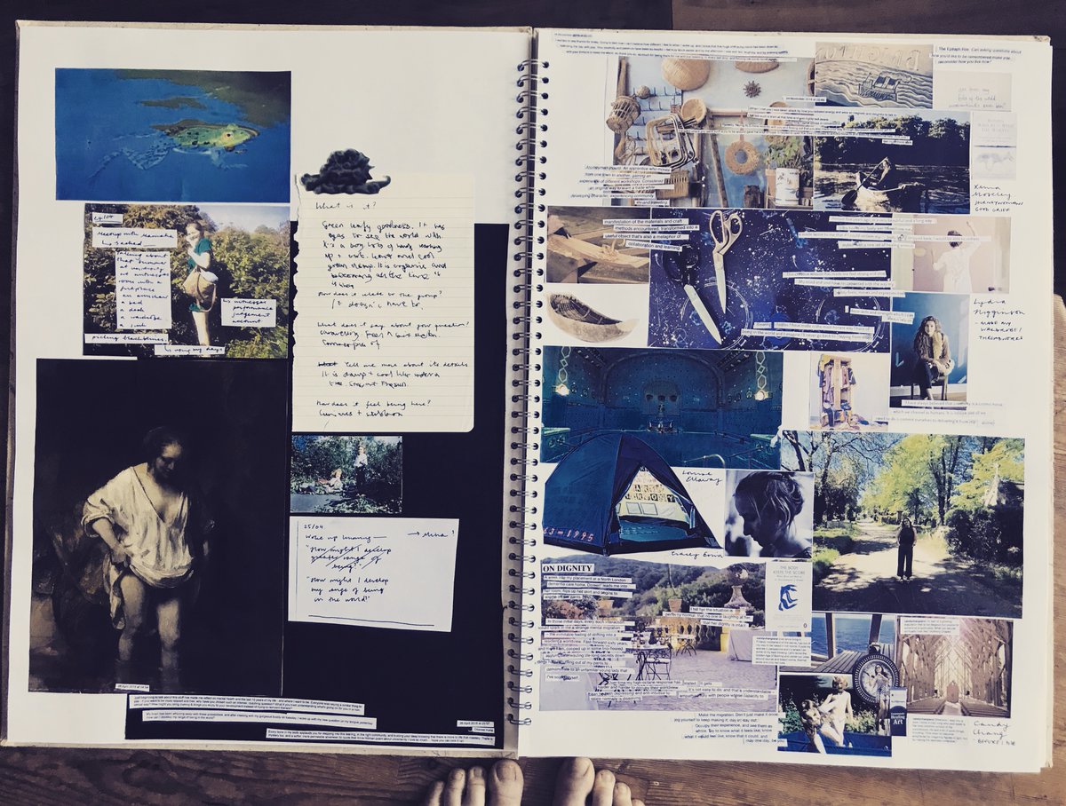 7/ Week 7You're  deep in the Explore Phase now.So, depending on your nature, you may have documented every scrap of your research in a beautiful sketchbook, like these from  @katie_slee below, or you might be carrying it all around in your brain box.