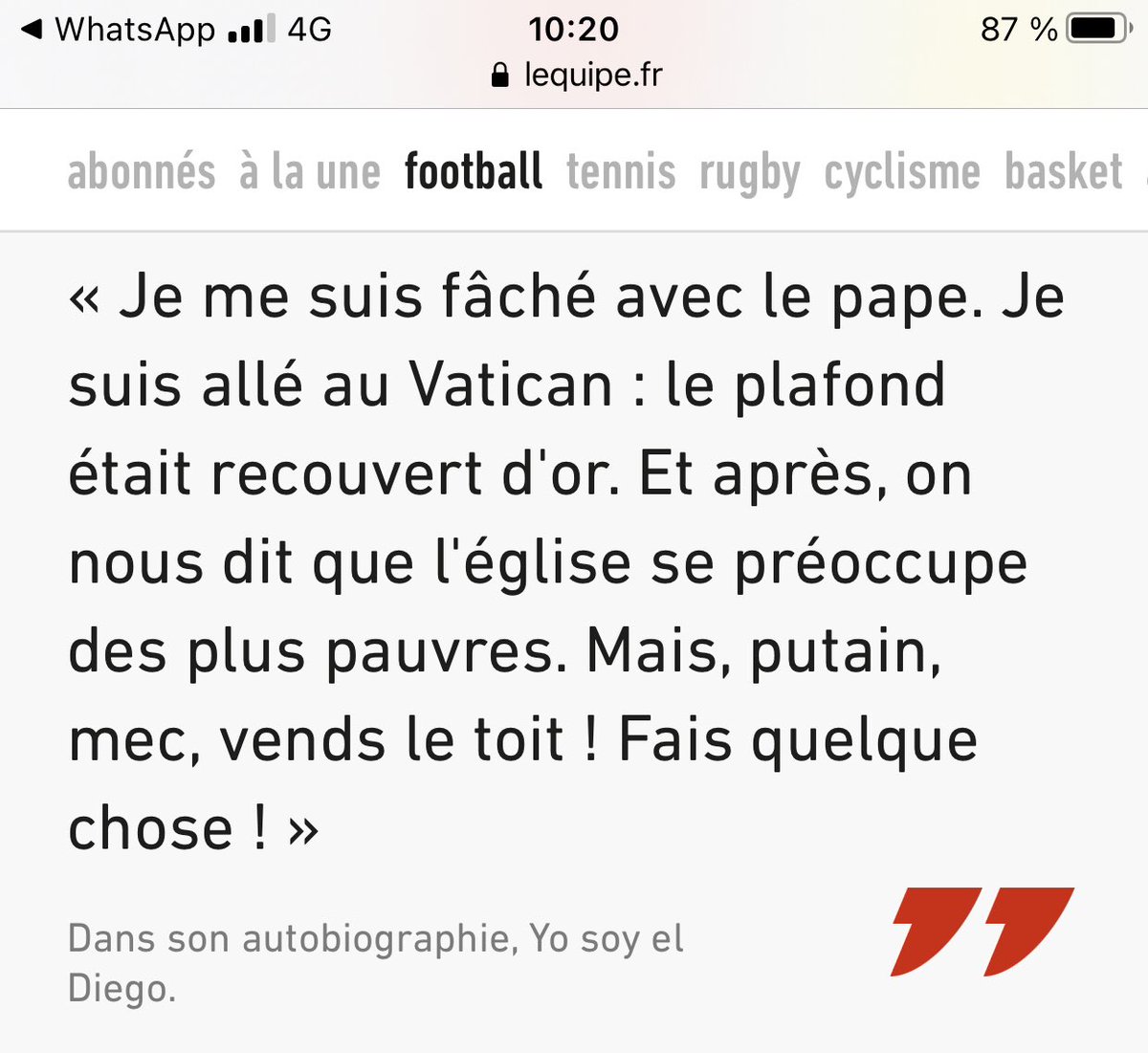 #DiegoArmandoMaradona ca ne marche pas qu’avec le Vatican... RIP
