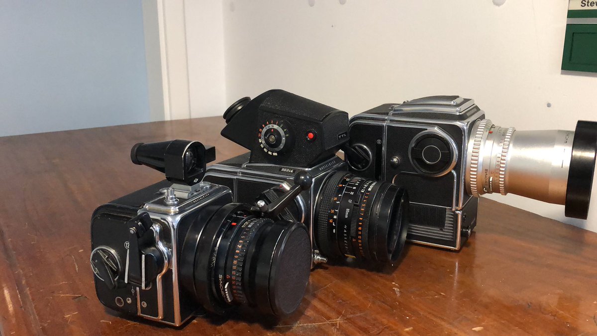 A trilogy of #hasselblad cameras for the students to use. Old fashion #photography. Obtained through donations and loans. Bring on #beliveinfilm the #students will love it <a href="/BWPMag/">B+W Photography</a> <a href="/OPOTY/">Outdoor Photography</a> <a href="/jomcinerney/">James McInerney</a> <a href="/Trispenfold/">Christopher Penfold</a> <a href="/UoNLifeSci/">UoN Life Sciences</a> <a href="/UniofNottingham/">Uni of Nottingham #WeAreUoN</a> <a href="/Tuatara_9/">Tom Hartman</a>