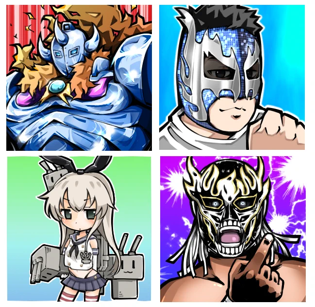 プレゼント企画のアイコンのんびり描かかせてもらってます!なぜかレスラー(超人)率が高いw!あと島風初めて描いた! 