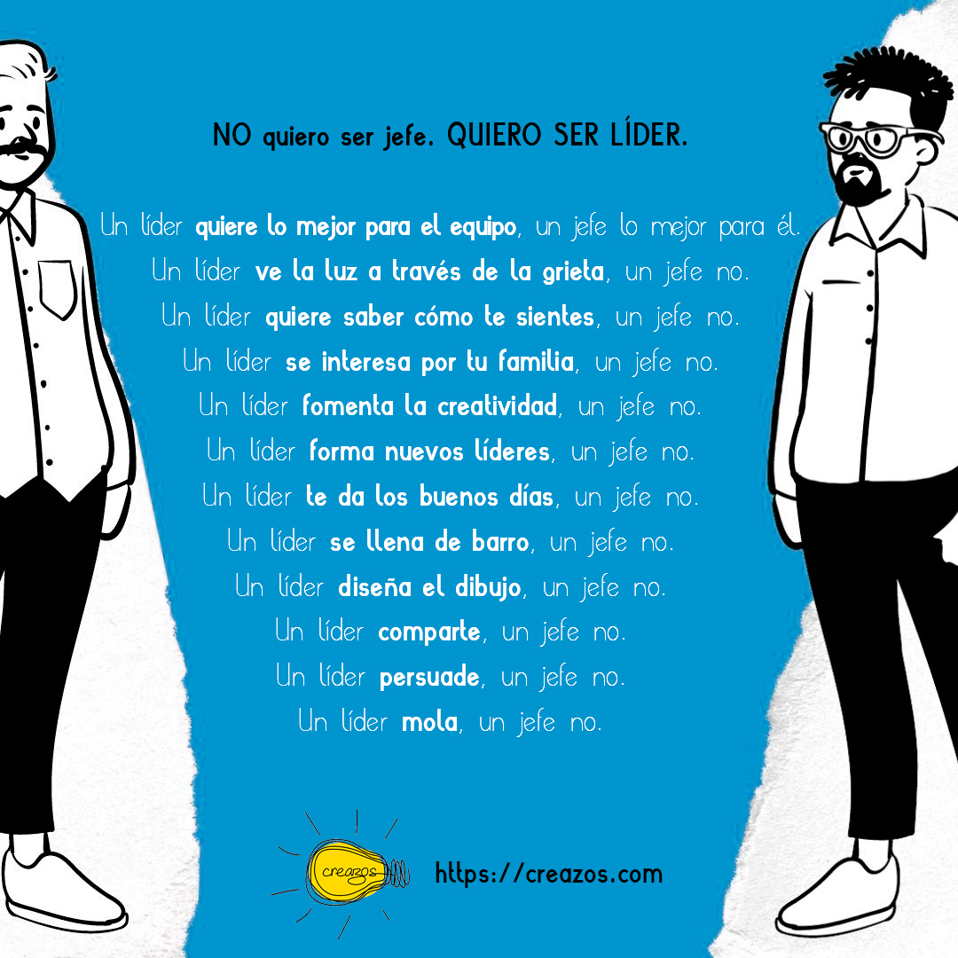 Esto es lo que marca la diferencia en nuestros trabajos. Y tu, ¿cómo marcas la diferencia en tu empresa?

creazos.com #creazostips #tips #liderazgo #lider #JefeEnPañales2 #jefe #teletrabajo #TrabajoSiHay #freelancer