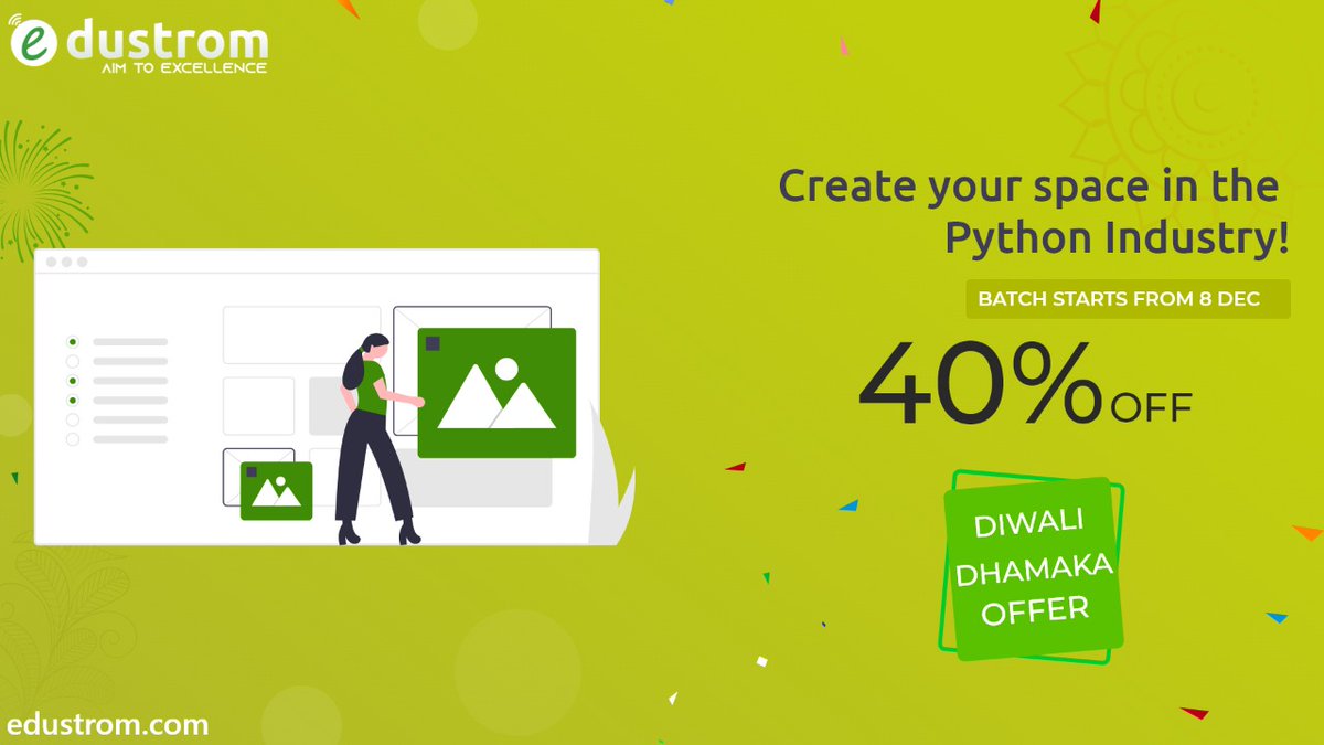 edustrom's tweet image. Looking for a career option? Become a Python Developer at FLAT 40% OFF! Hurry up! Offer valid till 30th november!  bit.ly/38gGFpf
#pythoncourse   #pythontraininginpatna