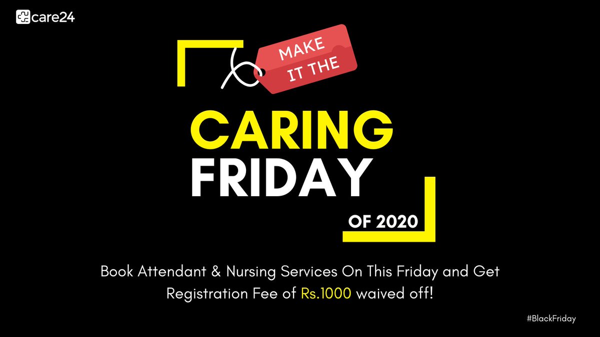 Care24 brings to you Caring Friday on this Friday! Get exciting offers on Attendant Care  &amp; Nursing Care services! Book Now! 
#care24 #BlackFriday #BlackFriday2020 #attendant #Nursing #caretaker #elderly