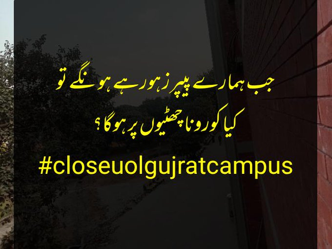 shafique999999's tweet photo. Are Mid exams more important than students lives???
@unibandkro
 #closeUolgujratcampus
@DrMuradPTI
@Shafqat_Mahmood https://t.co/E85Renezae