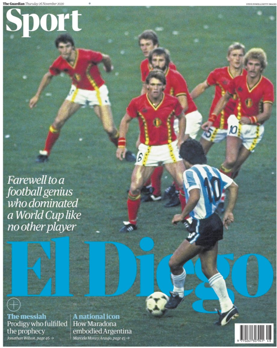 brfootball's tweet photo. "God has died”

“1960-Infinity”

“I saw Maradona”

Front pages around the world remember Diego. https://t.co/NAVHddpadY